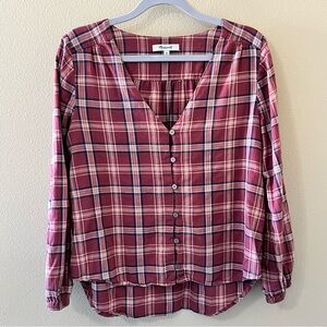 Madewell Button Down Shirt Top Blouse Womens XS Extra Small Pink Plaid